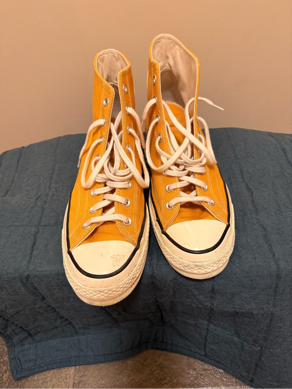 Yellow High-Top Canvas Men’s Sneakers - Picture 3 of 5